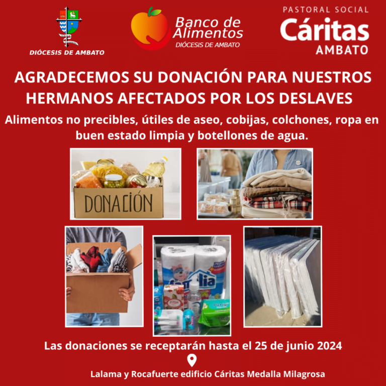 Ayudemos a nuestros hermanos afectados por los deslaves